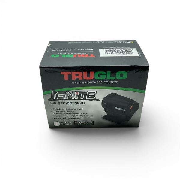 TruGlo Ignite Mini Red Dot Sight with 2 MOA Dot on Mount