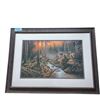 Image 1 : Framed Print of Wolf Pack at Stream, Total Size in Frame is 31" X 23"