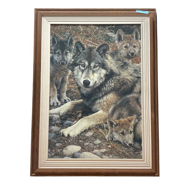 Framed Wolf Family Portrait Print, Total Size is 27" X 36"