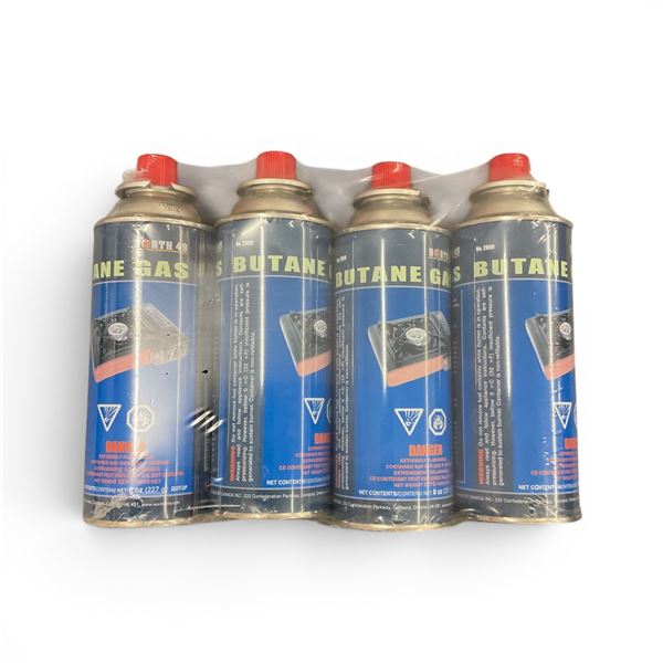 North 49 Butane Gas, Hot Clear Burning Fuel, 8 Oz X4, New