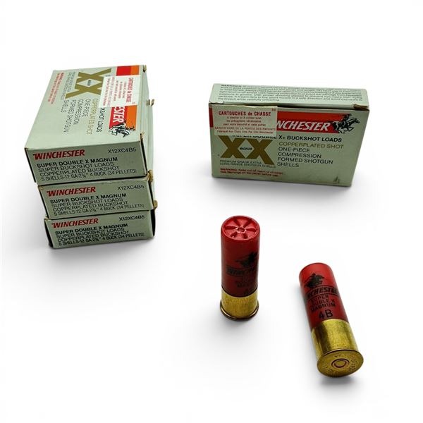Winchester Super Double X Magnum 12 Ga 2 3/4" #4 Buck Ammunition, 20 Rounds