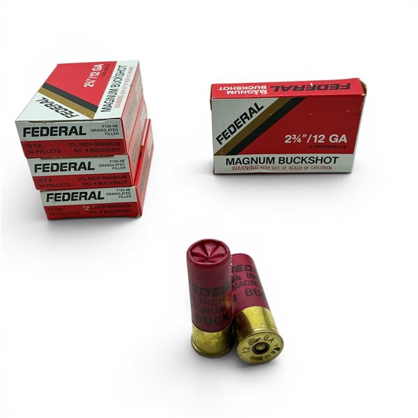 Federal 12 Ga 2 3/4" #4 Buck Ammunition, 20 Rounds