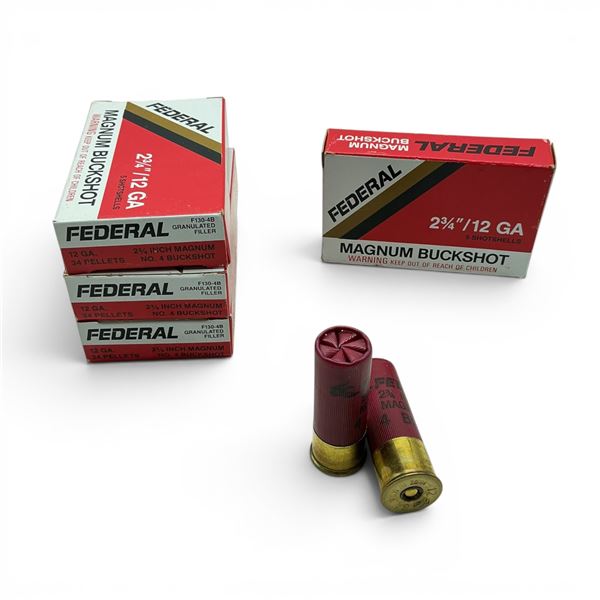 Federal Magnum Buckshot 12 Ga 2 3/4" #4 Ammunition, 20 Rounds