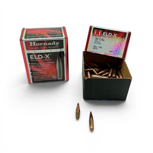 Hornady ELD-X 30 Cal .308" 200 Grain Projectiles, Approx 145 Qty
