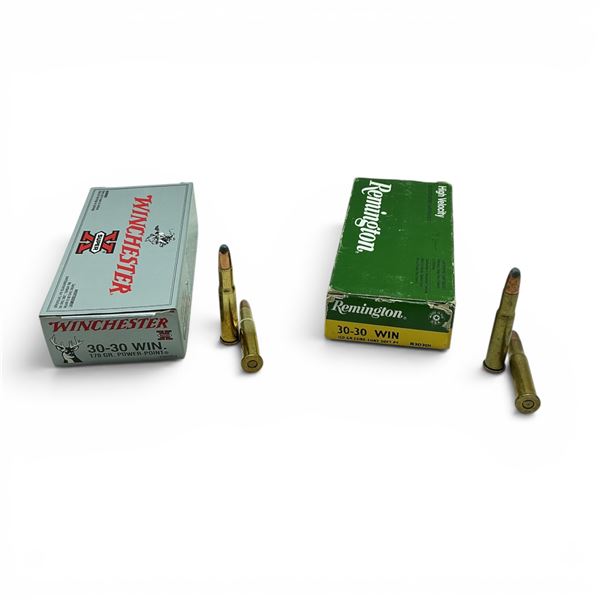 Assorted Winchester, Remington and Reloaded 30-30 Win Ammunition, 40 Rounds