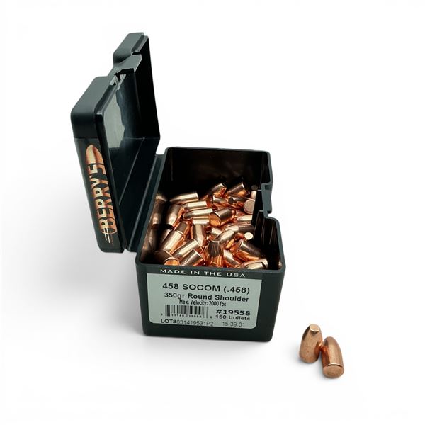 Berry's Plated 458 Socom .458" 350 Grain Round Shoulder Projectiles, Approx 82 Qty