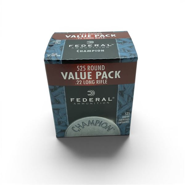 Federal Champion HV 22 LR 36 Grain Copper Plated HP Ammunition, 525 Rounds