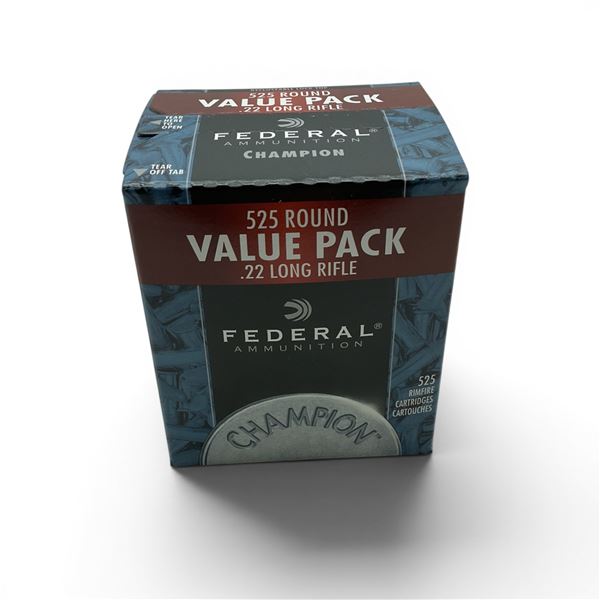 Federal Champion HV 22 LR 36 Grain Copper Plated HP Ammunition, 525 Rounds