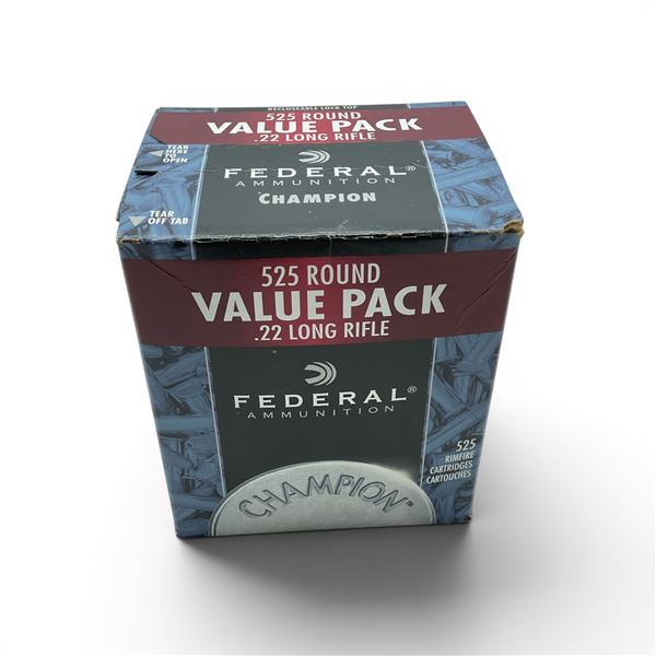 Federal Champion HV 22 LR 36 Grain Copper Plated HP Ammunition, 525 Rounds