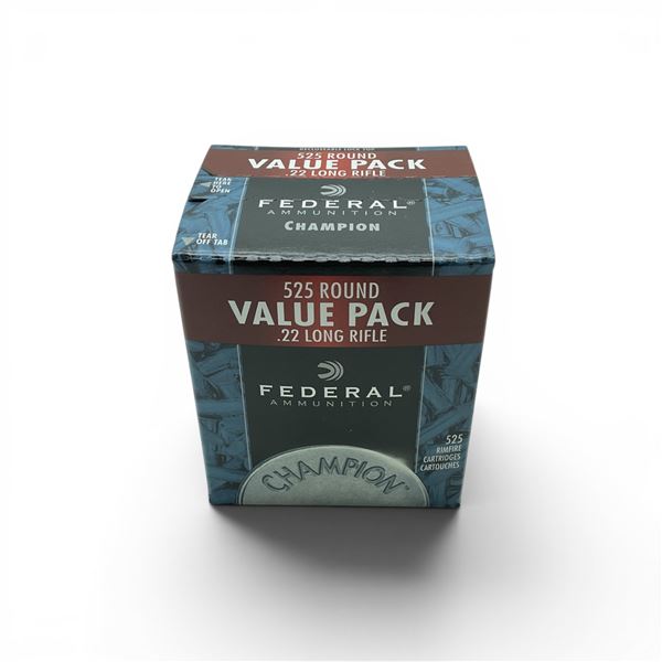 Federal Champion HV 22 LR 36 Grain Copper Plated HP Ammunition, 525 Rounds