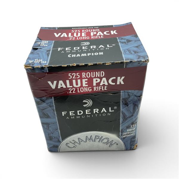 Federal Champion HV 22 LR 36 Grain Copper Plated HP Ammunition, 525 Rounds