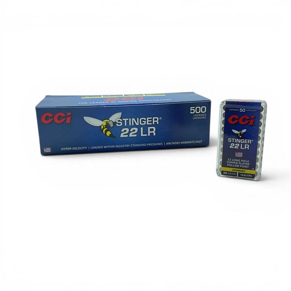 CCI Varmint Stinger 22 LR 32 Grain Hyper Velocity Ammunition, 500 Rounds