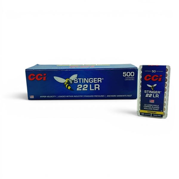 CCI Varmint Stinger 22 LR 32 Grain Hyper Velocity Ammunition, 500 Rounds