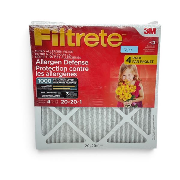 3M Filtrete 20 x 20 x 1 Micro Allergen Filter, 4 Pack