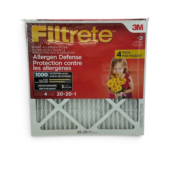 3M Filtrete 20 x 20 x 1 Micro Allergen Filter, 4 Pack