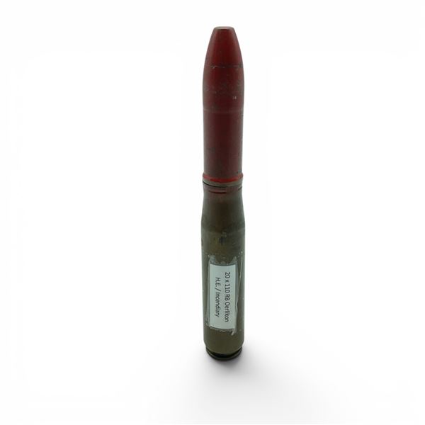 Oerlikon 20 X 110 RB British H.E./ Incendiary Red Dummy Round