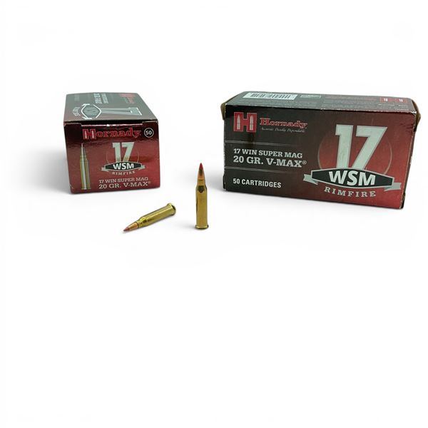 Hornady 17 WSM Rimfire 20 Grain V-Max Ammunition, 100 Rounds