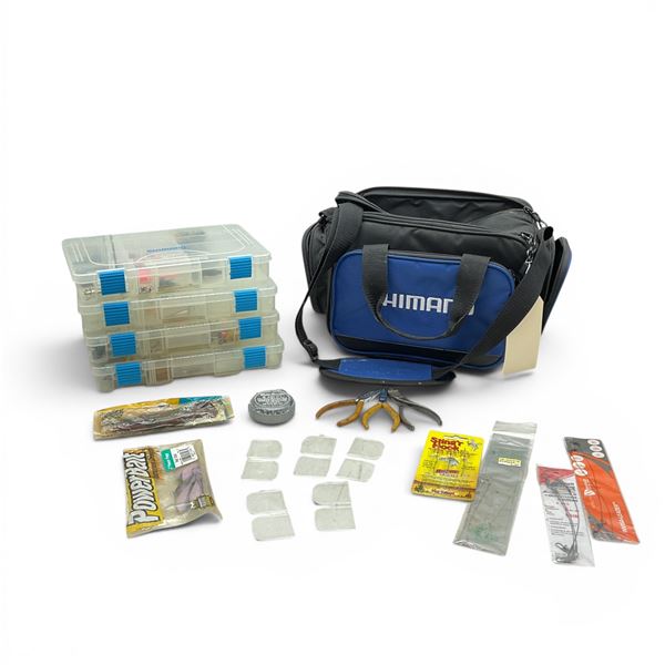 Shimano Tackle Bag With 4 Trays Full of Lures, Hooks, Spoons, Etc