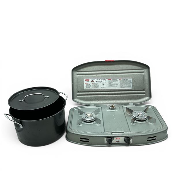 Two Burner Propane Stove and 6 Qt Camping Pot