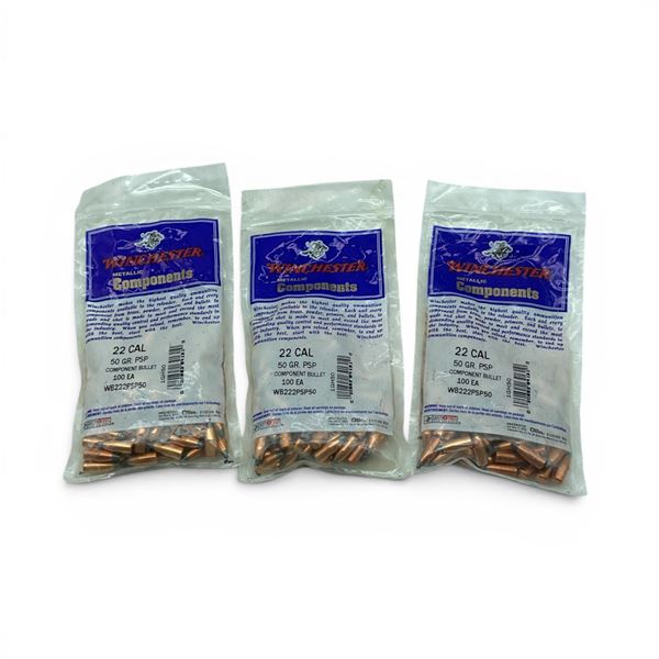 Winchester 22 Cal 50 Grain PSP Projectiles, 300 Qty