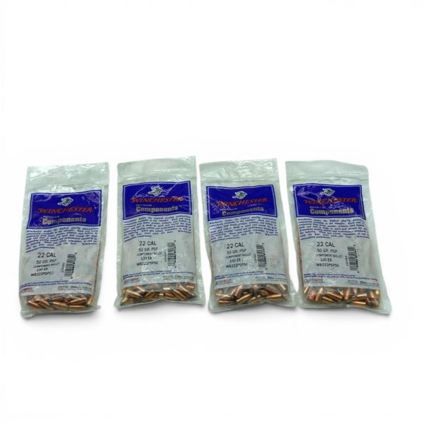 Winchester 22 Cal 50 Grain PSP Projectiles, 400 Qty
