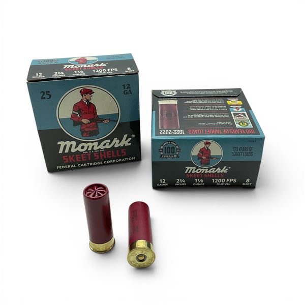 Monark Skeet 12 Ga 2 3/4" #8 Ammunition, 50 Rounds