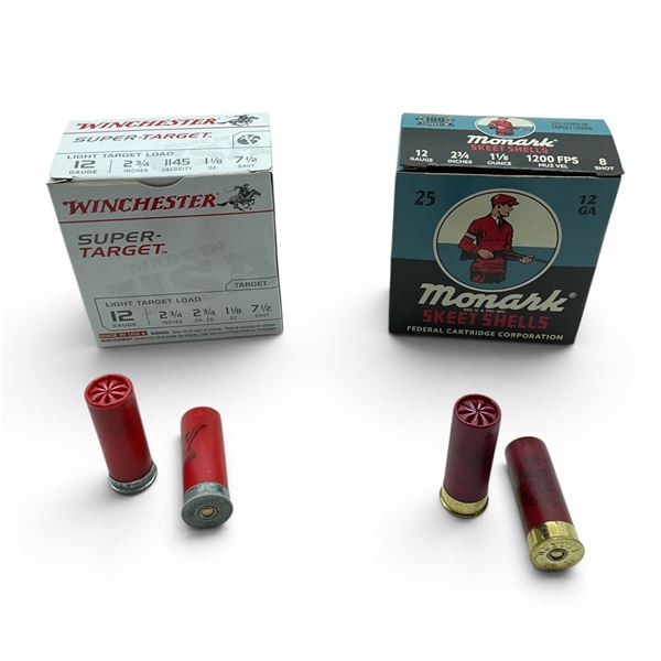 Assorted 12 Ga 2 3/4" Target Load Ammunition, 50 Rounds