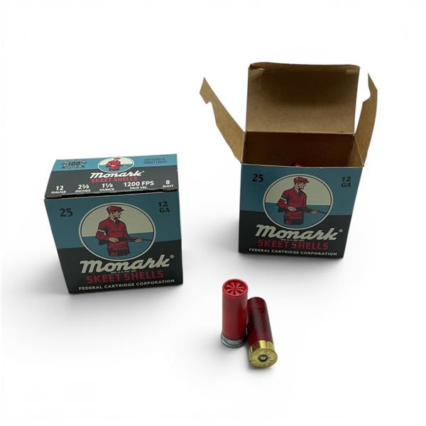 Monark (and Other) Skeet 12 Ga 2 3/4" #8 Ammunition, Approx 39 Rounds