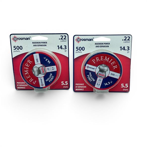 Crosman Premier 22 Cal 5.5 mm Maximum Power HP Pellets, 1000 Qty