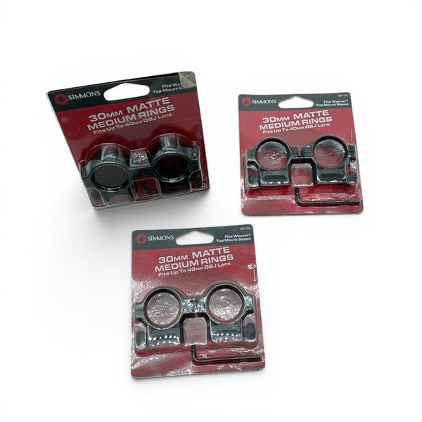 Simmons 30 mm Medium Rings for Up to 40 mm Obj Lens X 3