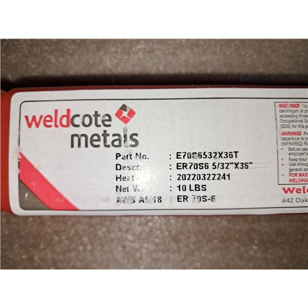 TIGE WELDCOTE METALS, TIG ACIER DOUX ER70S-6, 5/32X36"