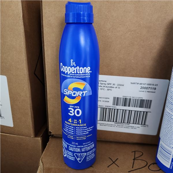 BOÎTE DE 12 ÉCRANS SOLAIRES EN AÉROSOL COPPERTONE FPS 30 222 ml