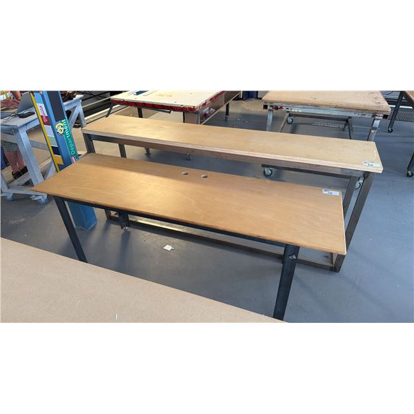 2 WORK TABLES - APPROX. 90" X 18" X 37" HIGH AND 78" X 25" X 30 1/2" HIGH