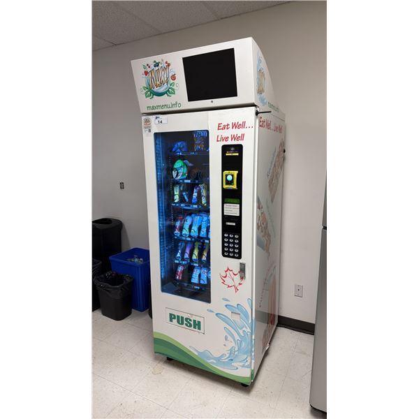 BEVERAGE AND SNACKS VENDING MACHINE (CARD AND COIN PAYMENT SYSTEM) *NO KEY*