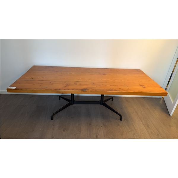 2 1/2" THICK SOLID PINE TOP RECTANGULAR TABLE WITH BLACK METAL BASE