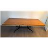 Image 1 : 2 1/2" THICK SOLID PINE TOP RECTANGULAR TABLE WITH BLACK METAL BASE