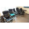 Image 1 : ASSORTED OFFICE FURNITURE - SMALL TABLE, (7) OFFICE CHAIRS, ROUND TABLE , UMBRELLA STAND WITH