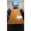 Image 2 : 2" THICK SOLID PINE TOP WITH BLACK METAL BASE RECTANGULAR BOARDROOM TABLE WITH (8) CHAIRS