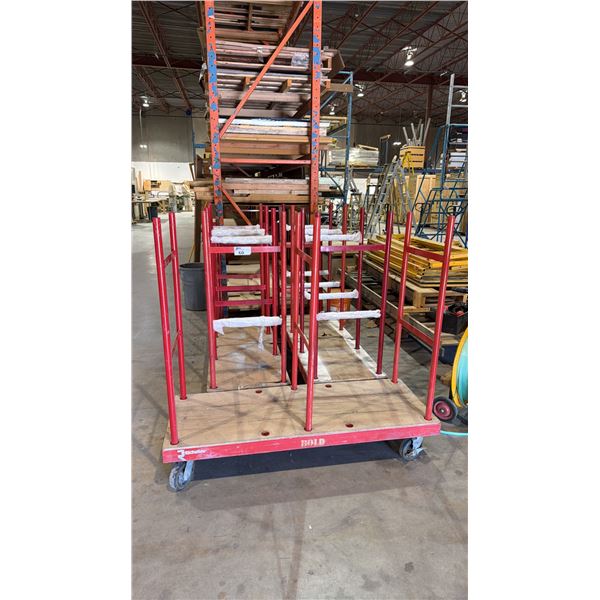 GROUP OF (3) RICHELIEU 4 WHEEL MATERIAL HANDLING CARTS - EACH CART APPROX. 60" X 22" X 55" HIGH