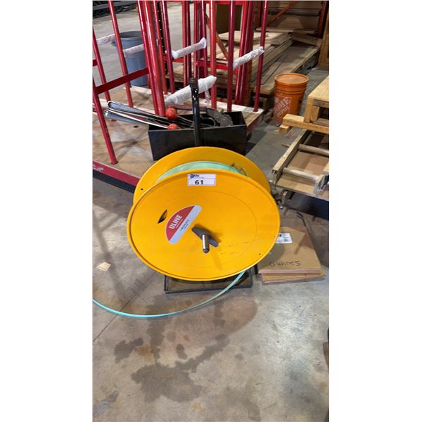 ULINE BAND STRAPPING CART (YELLOW) WITH ASSORTED STRAPPING TOOLS