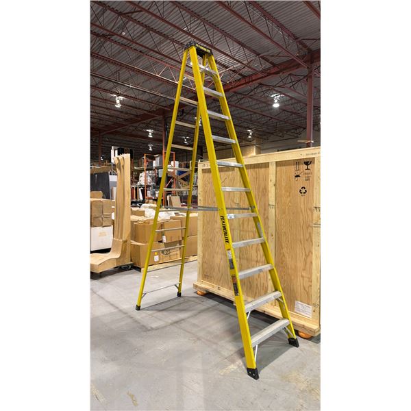 FEATHERLITE FIBREGLASS & ALUMINIUM STEP LADDER (YELLOW)  12FT. - 300 LBS. CAPACITY