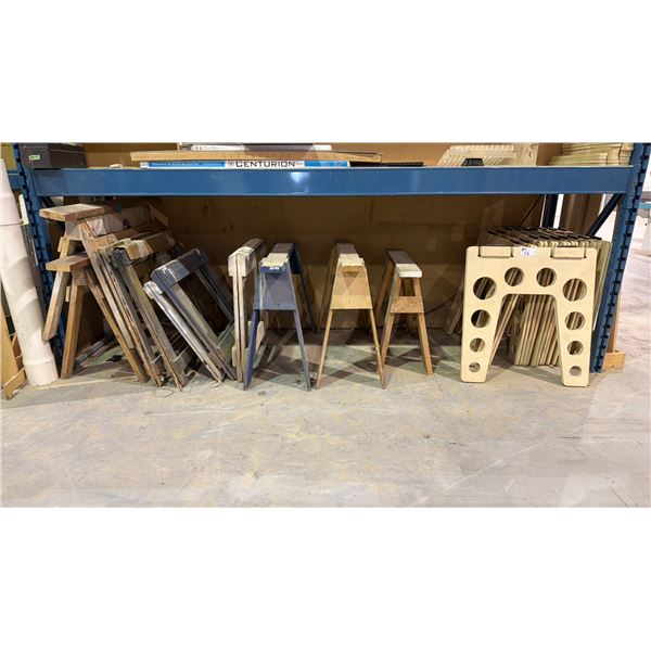 LARGE GROUP OF ASSORTED WOODEN SAWHORSES