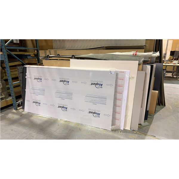 ASSORTED SHOP STOCK MATERIAL -SHEETS OF ASSORTED VENEERS/PLASTIC/METAL