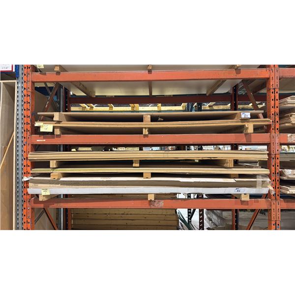 5 PARTIAL PALLETS OF ASSORTED PLYWOOD & MDF - APPROX. 32 PCS. 4FT X 8FT SHEETS