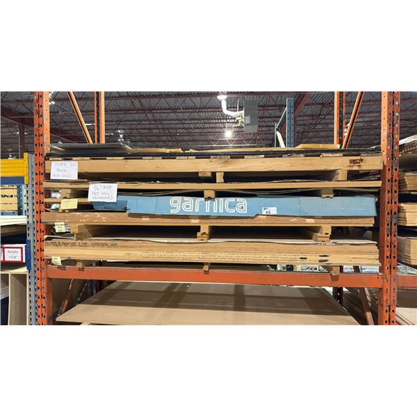 5 PARTIAL PALLETS OF ASSORTED PLYWOOD  & MDF - APPROX. 20PCS. 4FT X 8FT SHEETS