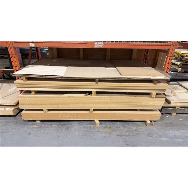 3 PARTIAL PALLETS OF ASSORTED MDF - APPROX. 50PCS. 4FT X 8FT SHEETS