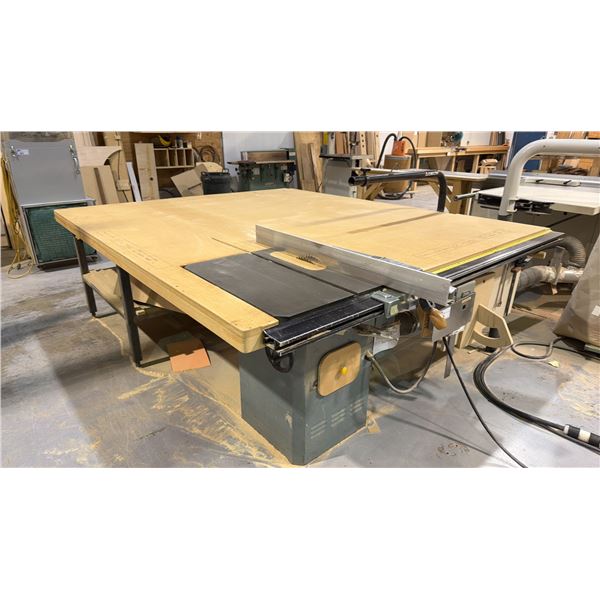 BEAVER-DELTA INDUSTRIAL TABLE SAW WITH LARGE WORK TABLE AND ASSORTED ACCESSORIES