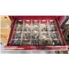 Image 2 : 7 DRAWER TOOL CABINET (RED) WITH CONTENTS - ASSORTED SOCKETS, AUGER BITS, ALLEN KEYS AND MORE