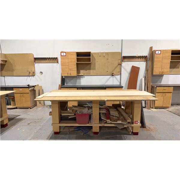 WOOD SHOP WORK STATION - WORK BENCH WITH WALL MOUNT CABINET AND  WORK TABLE