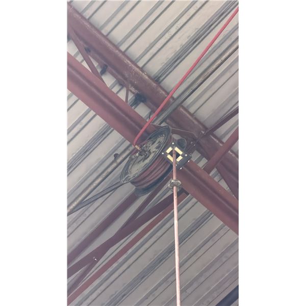 GROUP OF (5) RETRACTABLE AIR LINE HOSE REELS MOUNTED ON CEILING